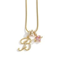 Elegant Initial Heart Charm Necklace