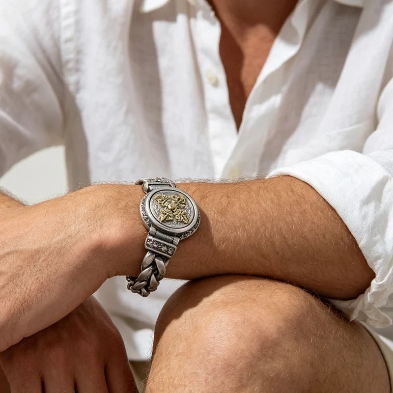 Vintage Rotating Vajra Bracelet for Men – Smooth Rotating Centerpiece, Electroplated Copper Finish & Vintage-Inspired Texture – Bold Statement Style 💪
