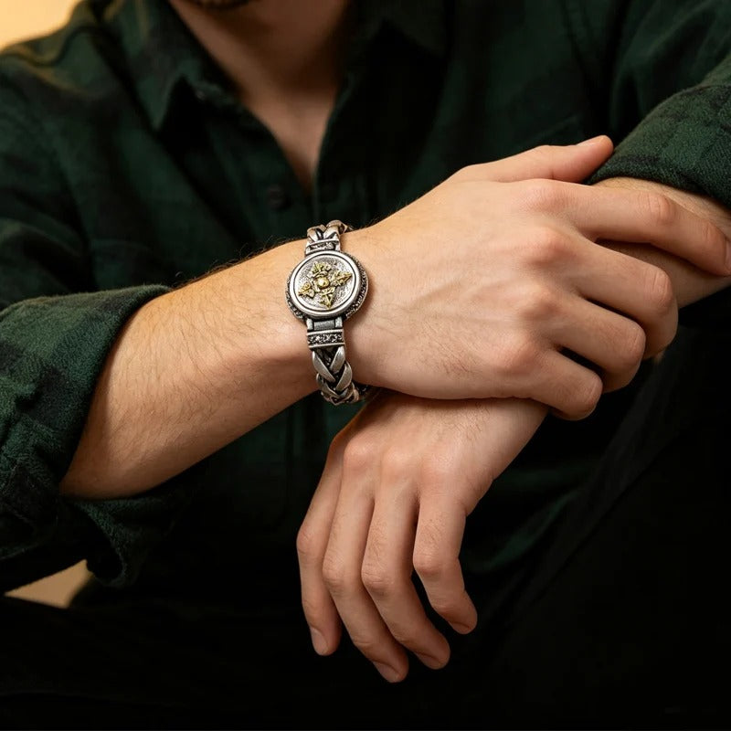 Vintage Rotating Vajra Bracelet for Men – Smooth Rotating Centerpiece, Electroplated Copper Finish & Vintage-Inspired Texture – Bold Statement Style 💪