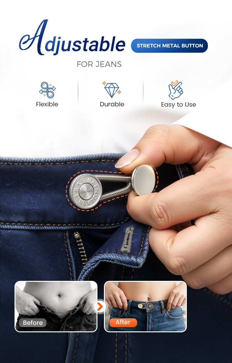 👖👖Spring-Loaded Metal Waist Extender Button for Jeans