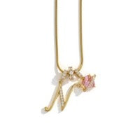 Elegant Initial Heart Charm Necklace