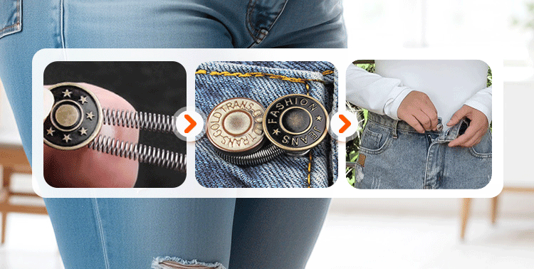 👖👖Spring-Loaded Metal Waist Extender Button for Jeans