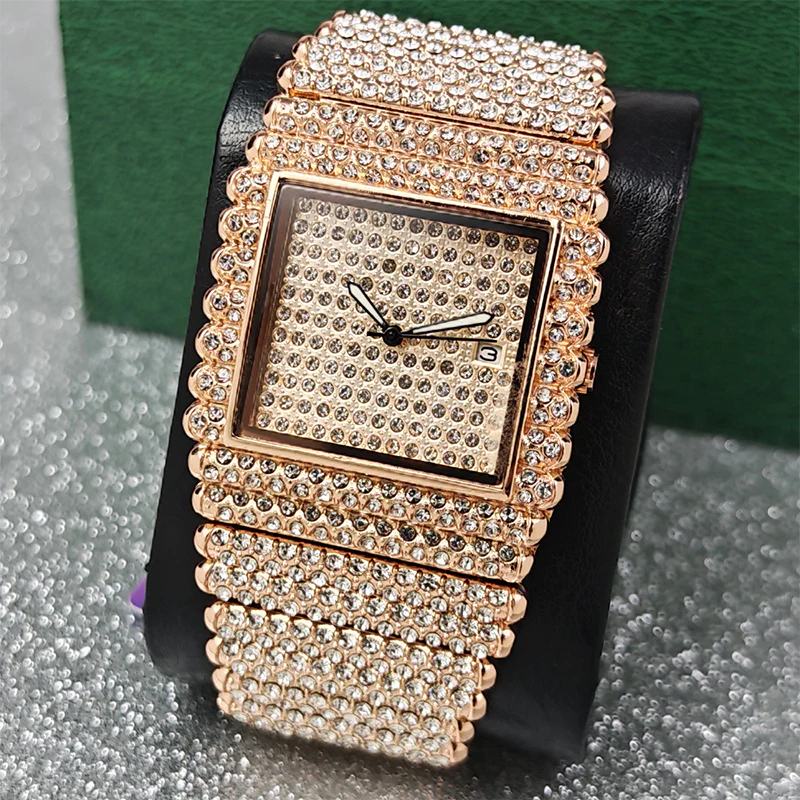 Bling Geometric Square Dial Watch