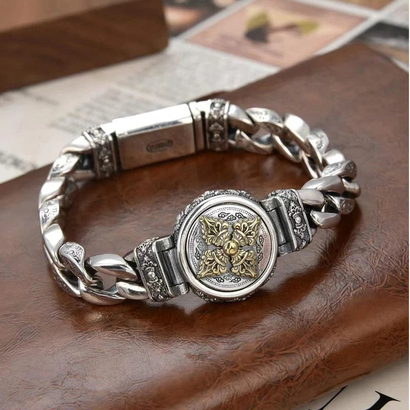 Vintage Rotating Vajra Bracelet for Men – Smooth Rotating Centerpiece, Electroplated Copper Finish & Vintage-Inspired Texture – Bold Statement Style 💪
